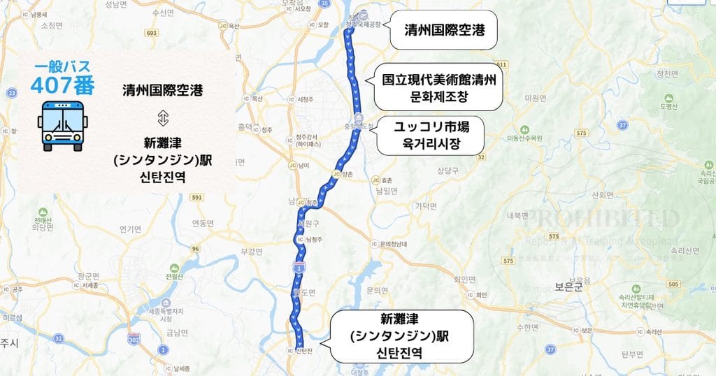 韓国、清州市内バス407番路線図