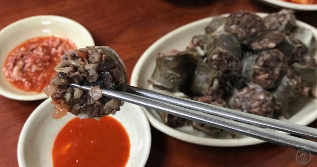韓国・清州の새가덕순대(セガドクスンデ)のスンデ1