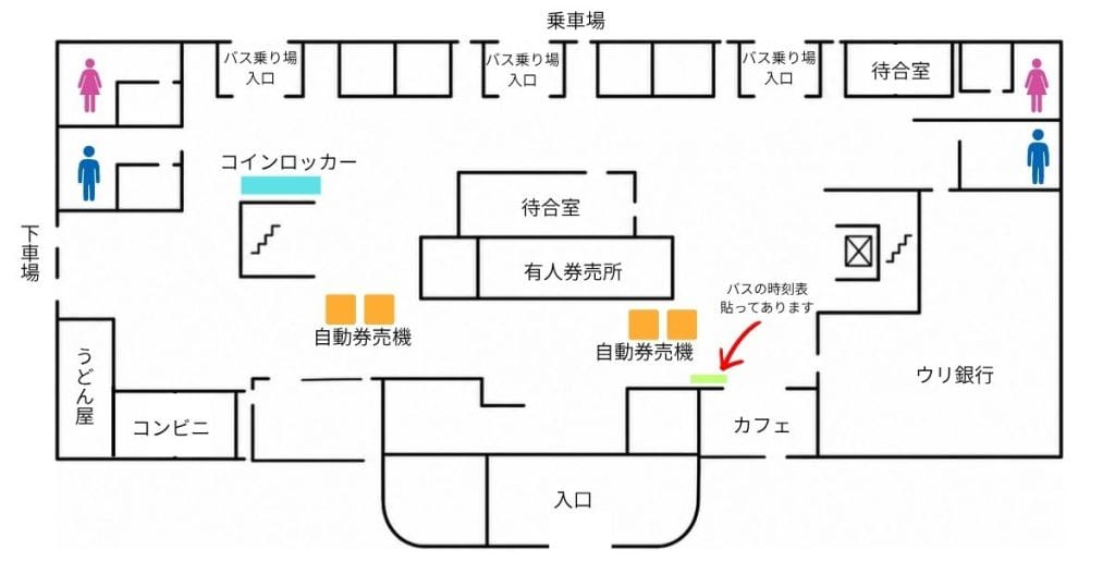 韓国・清州市外バスターミナルの見取り図
