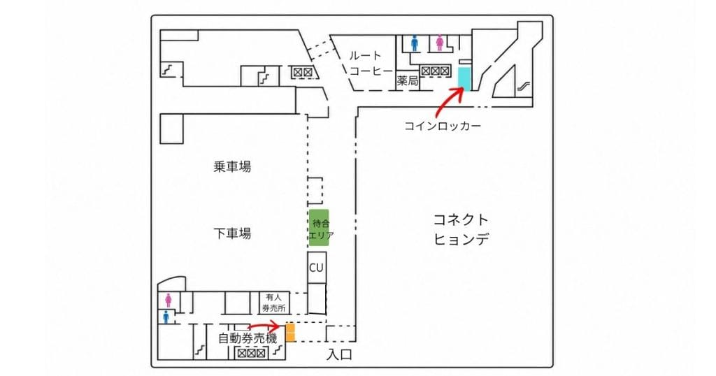 清州高速バスターミナルの見取り図