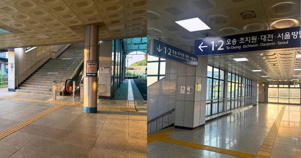 韓国・清州の清州駅のホームへ向かう階段