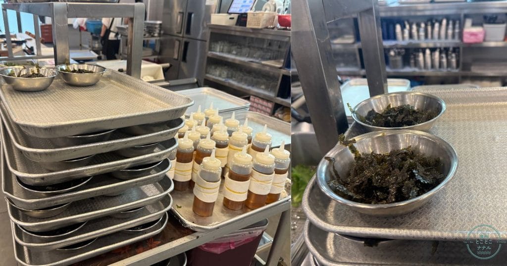 韓国・清州の食堂、봉용불고기(ボンヨンプルコギ)のセルフカウンター